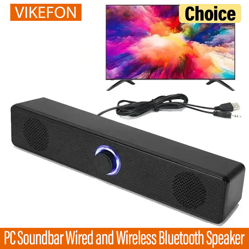 Home Cinema With Wireless Rear Speakers - PC Soundbar ลําโพงบลูทูธแบบมีสายและไร้สาย USB Soundbar สําหรับทีวีพีซีแล็ปท็อปเกมโฮมเธียเตอร์ระบบเสียงรอบทิศทาง