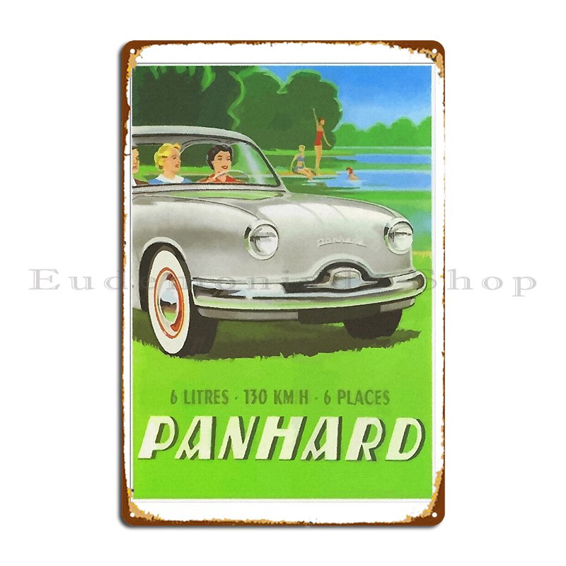 Home Cinema France - Fifties โปสเตอร์ดีบุกป้ายโลหะแบบคลาสสิก Panhard จากฝรั่งเศสสำหรับห้องนั่งเล่นพิมพ์ลายสัญลักษณ์ที่บ้าน